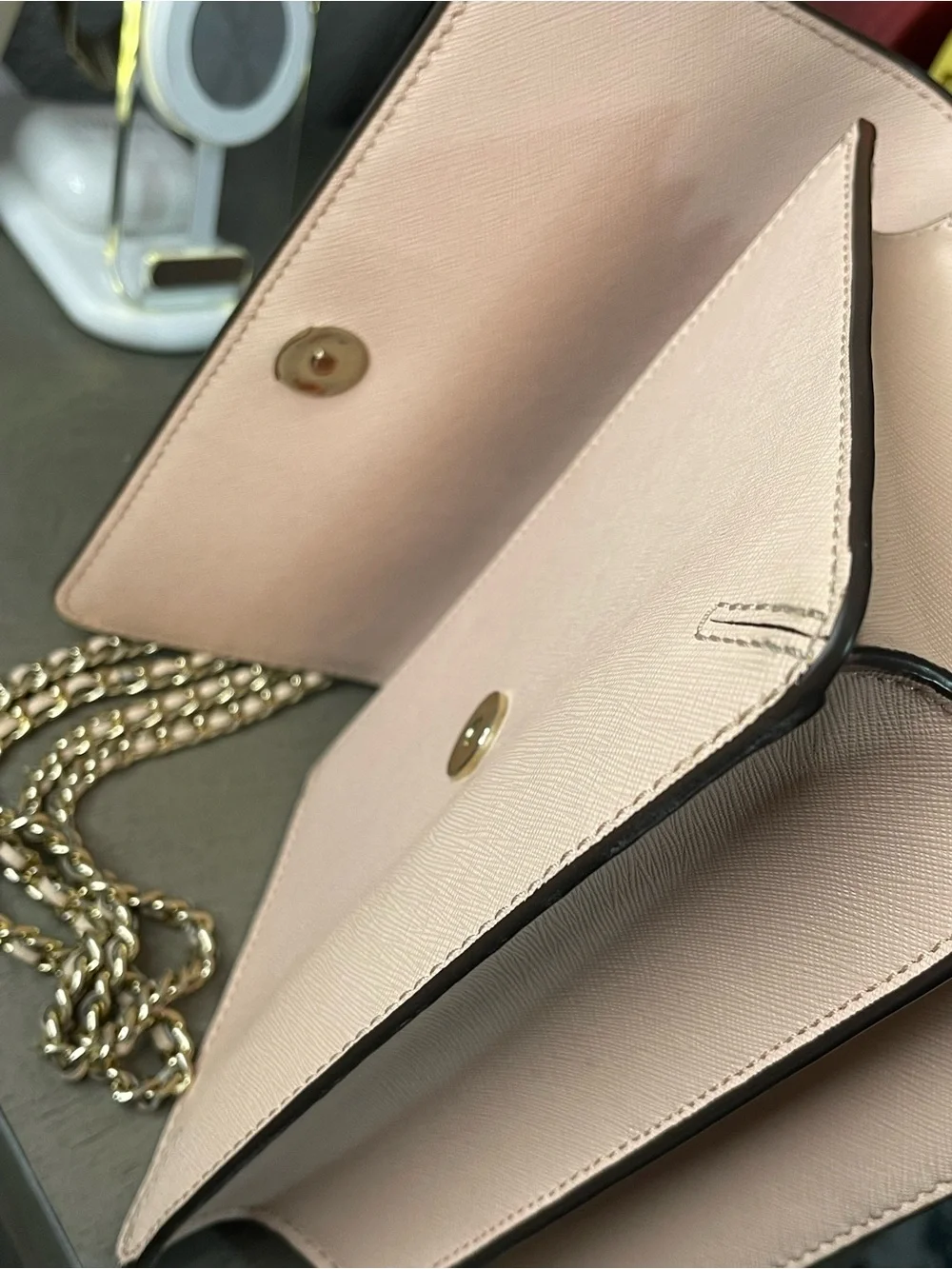 Tory Burch Blush Pink Leather Chain-Strap Crossbody Bag with Gold Hardware